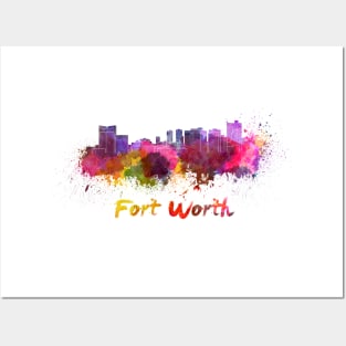 Fort Worth skyline in watercolor Posters and Art